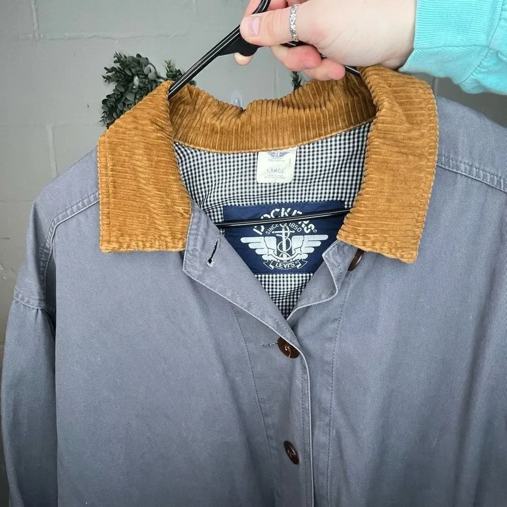 Docker's Women's Gray Jacket with Tan Collar Large - Picture 1 of 10